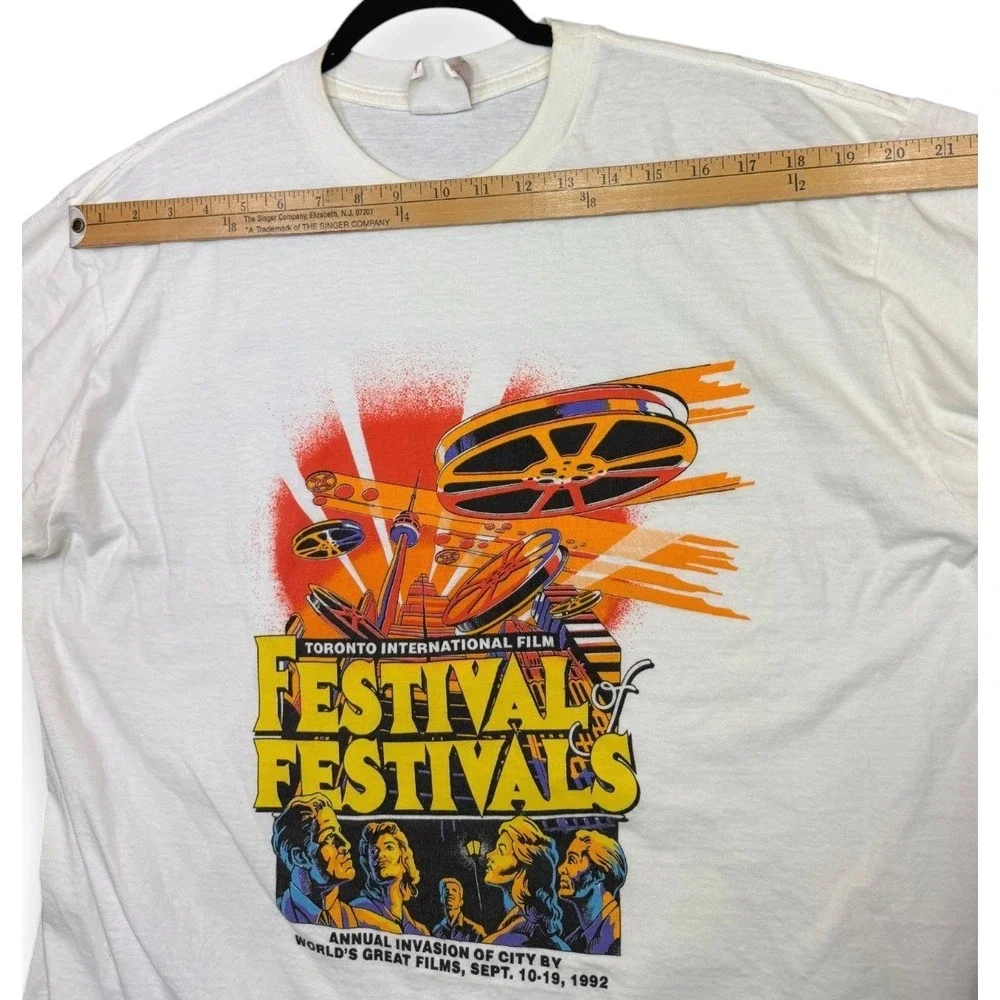 Brockum T-Shirt Mens XL White 1992 Toronto Film Festival Staff Vintage 90s